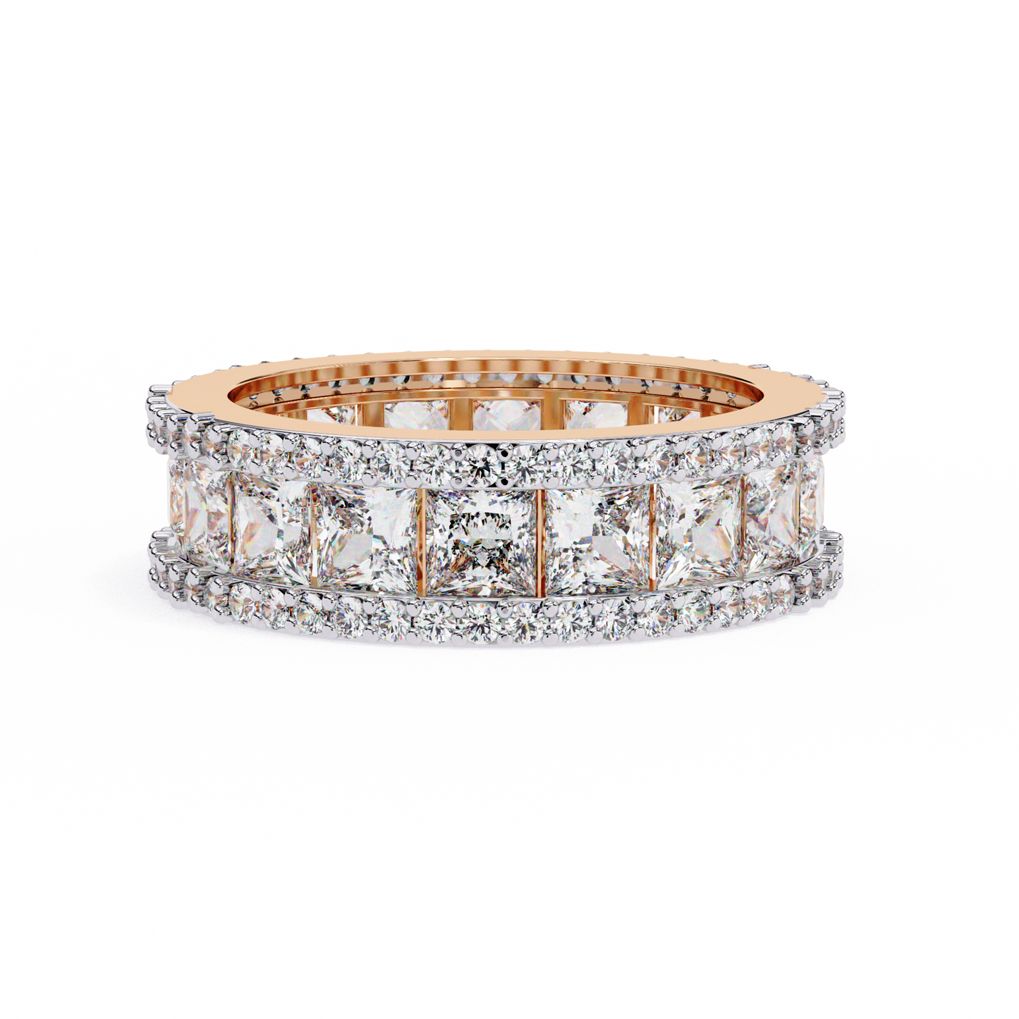 The Empress Eternal Band in Yellow Gold- 3.54 Ct Princess and Round-cut Diamonds