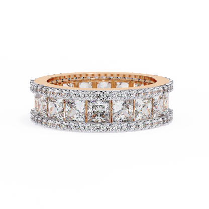 The Empress Eternal Band in Yellow Gold- 3.54 Ct Princess and Round-cut Diamonds