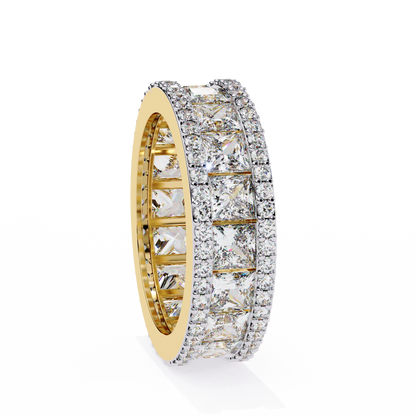 The Empress Eternal Band in Yellow Gold- 3.54 Ct Princess and Round-cut Diamonds