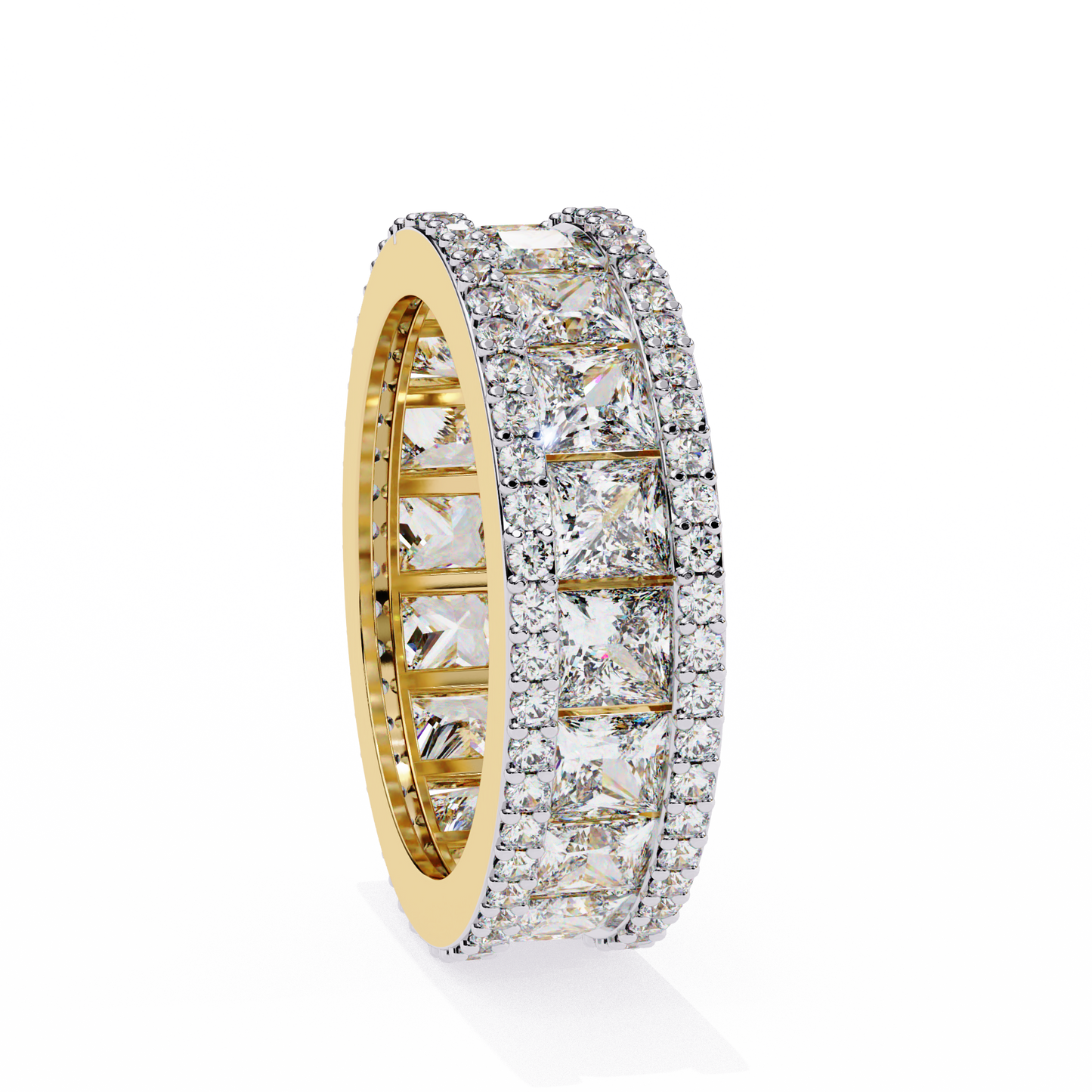 The Empress Eternal Band in Yellow Gold- 3.54 Ct Princess and Round-cut Diamonds