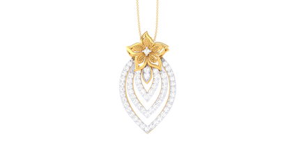 Stunning Floral Charm Pendent In Gold - 0.51 Ct Brilliant Cut Diamonds