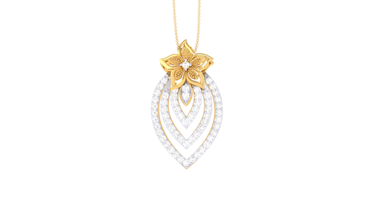 Stunning Floral Charm Pendent In Gold - 0.51 Ct Brilliant Cut Diamonds