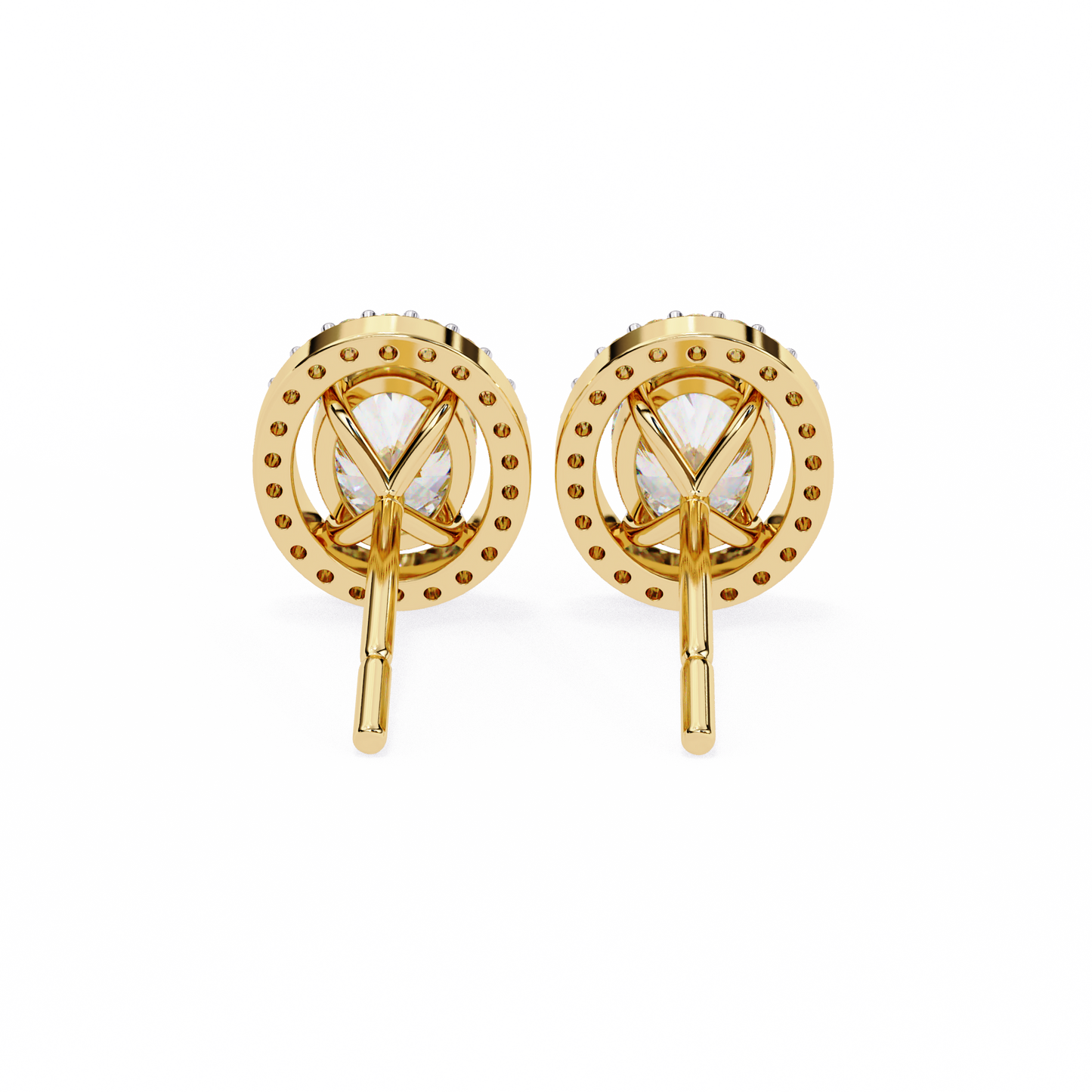 The Elara Floating Diamond Studs Earrings in Yellow Gold - 0.97 Ct