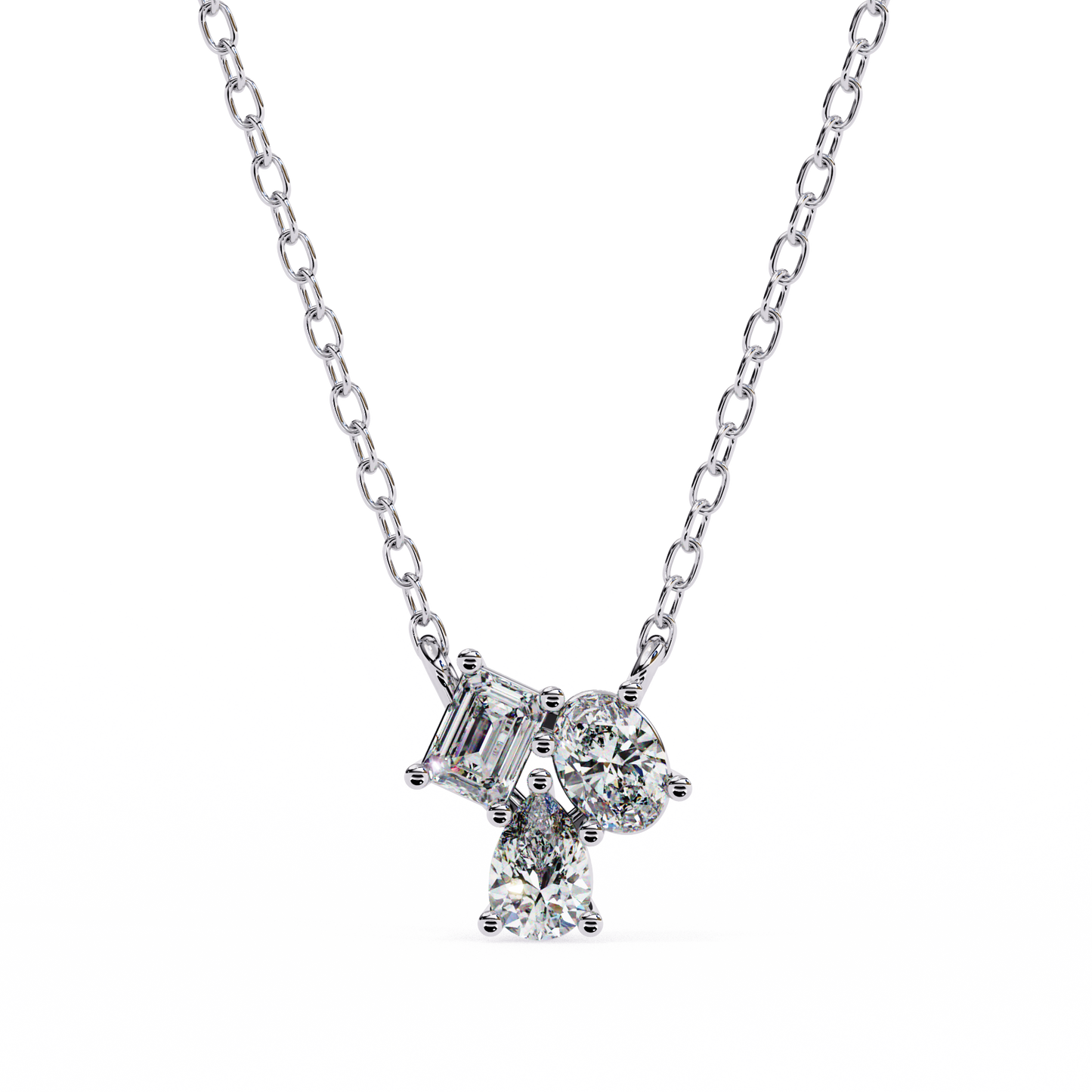 The Trinity Cluster: A Multi-Shape Diamond Statement Pendant- 0.93 Ct