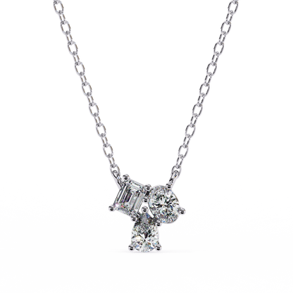 The Trinity Cluster: A Multi-Shape Diamond Statement Pendant- 0.93 Ct