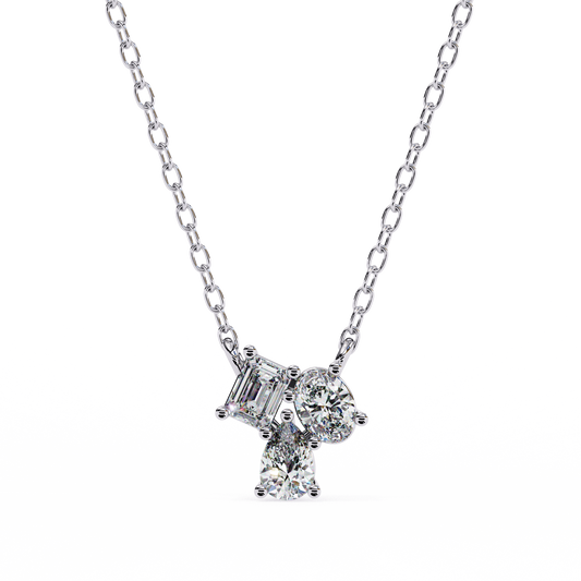 The Trinity Cluster: A Multi-Shape Diamond Statement Pendant- 0.93 Ct