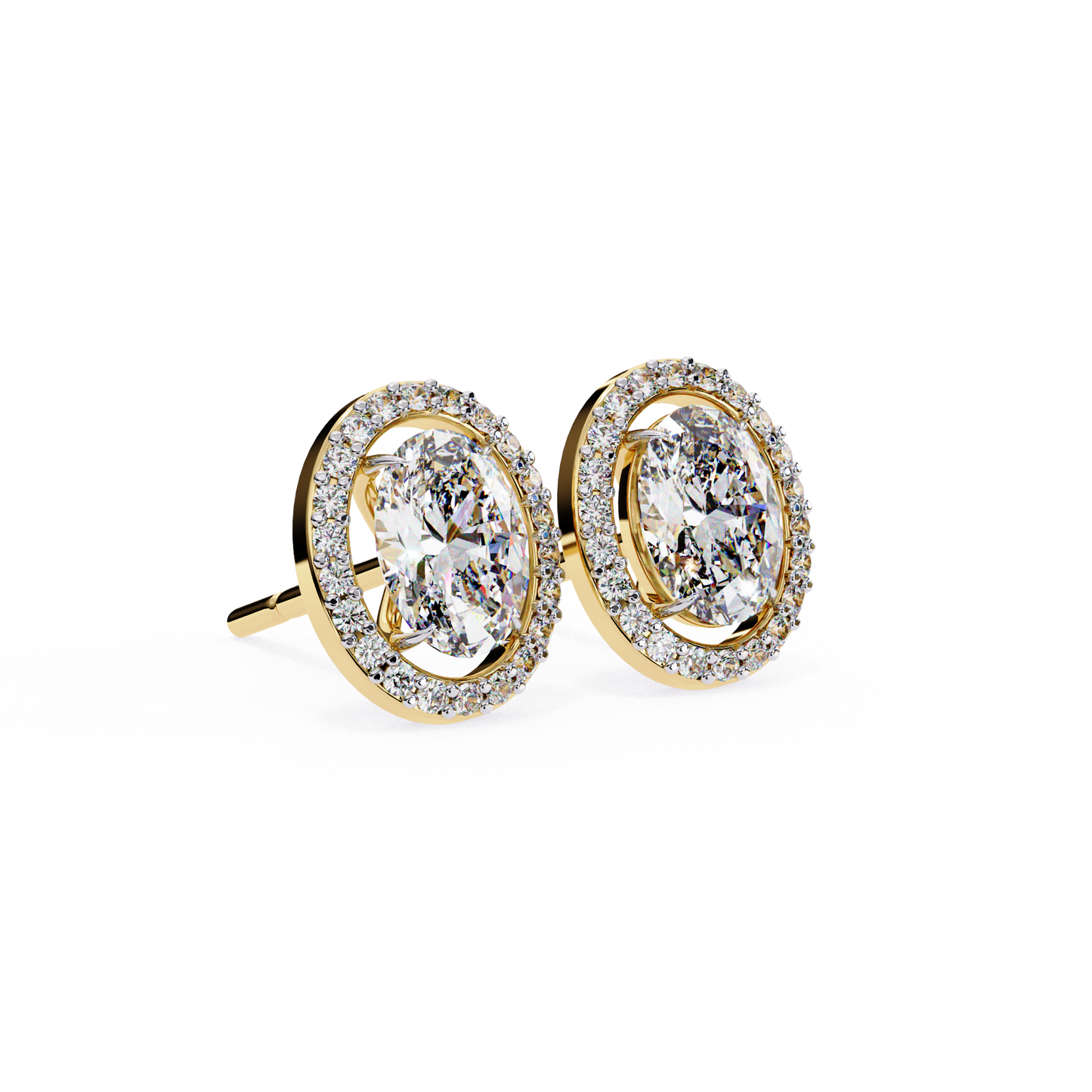 The Elara Floating Diamond Studs Earrings in Yellow Gold - 0.97 Ct