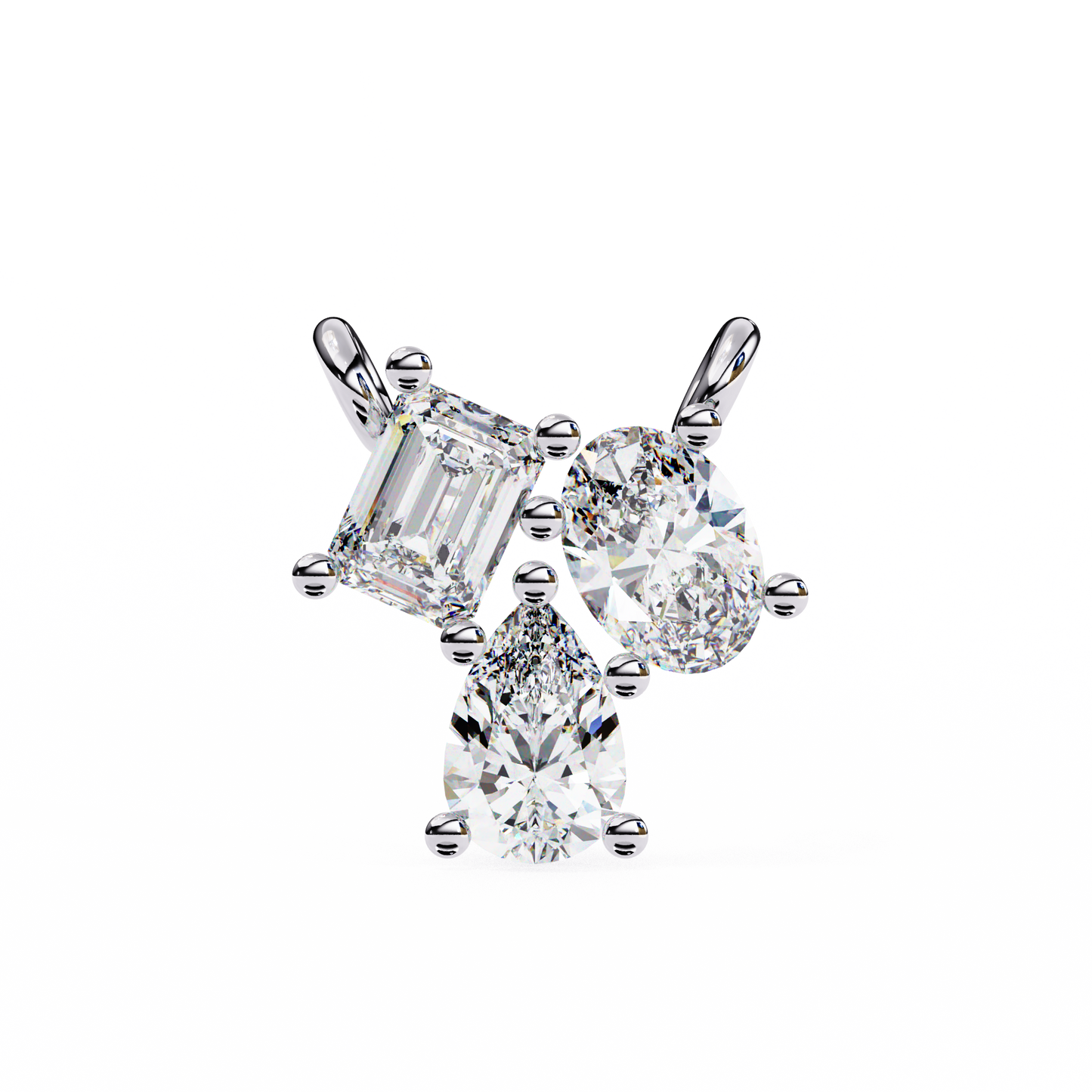 The Trinity Cluster: A Multi-Shape Diamond Statement Pendant- 0.93 Ct