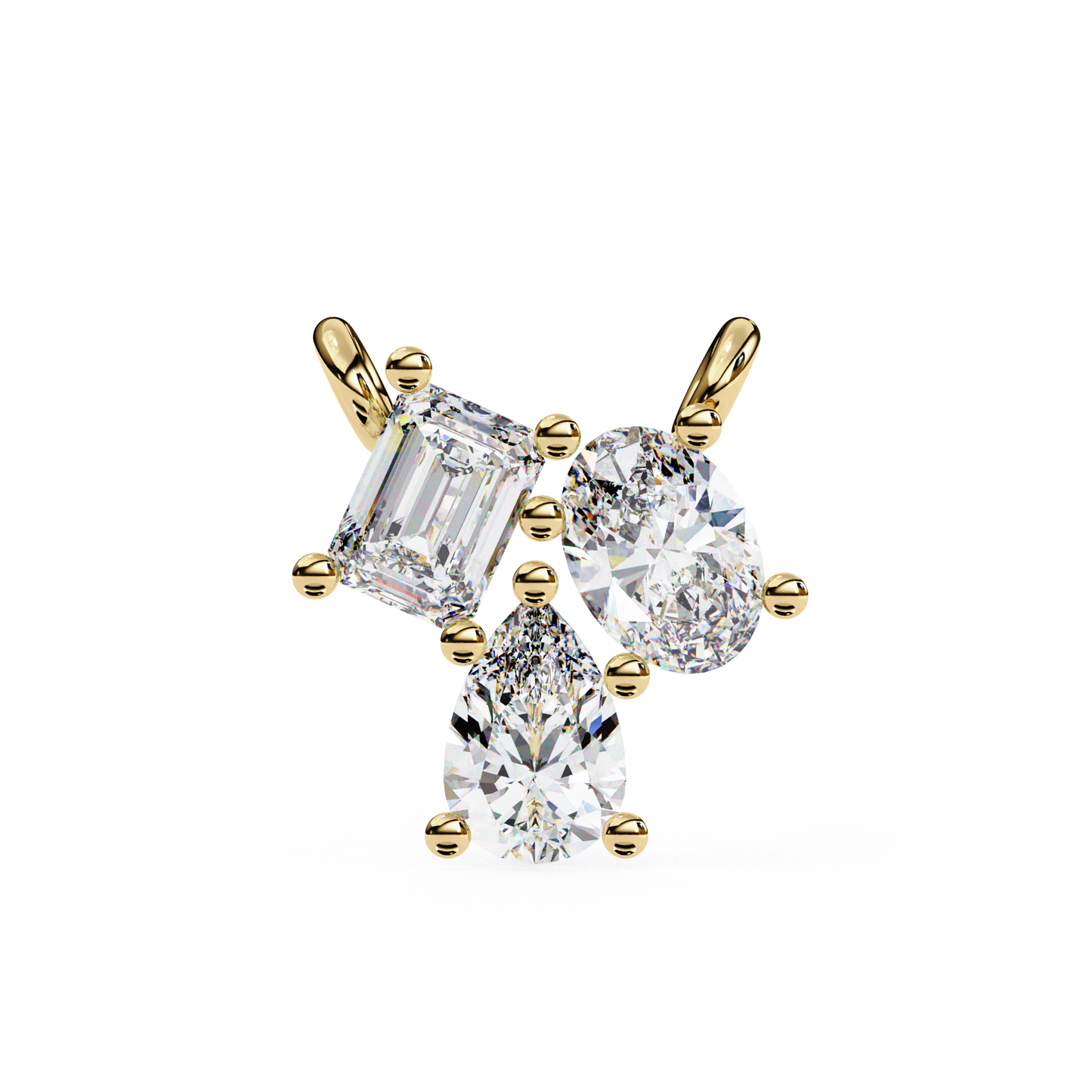 The Trinity Cluster: A Multi-Shape Diamond Statement Pendant- 0.93 Ct
