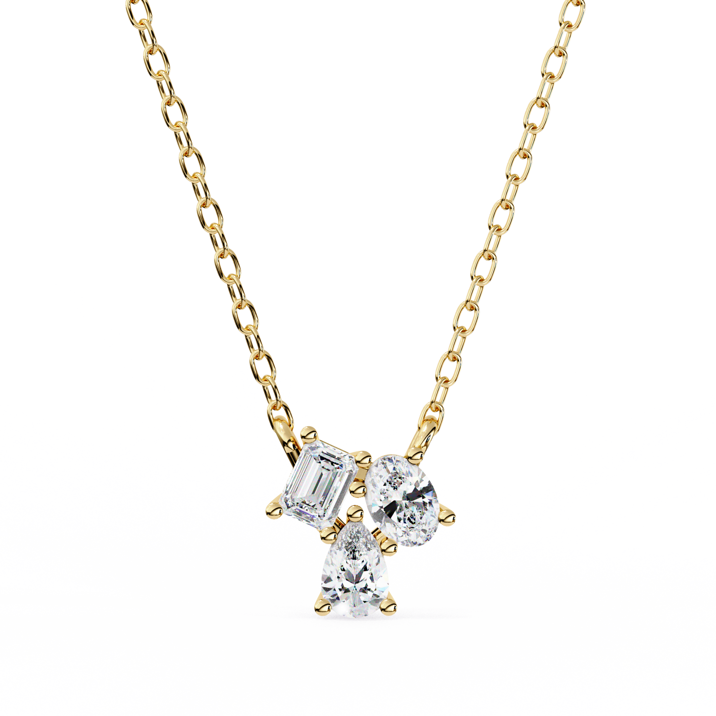 The Trinity Cluster: A Multi-Shape Diamond Statement Pendant- 0.93 Ct