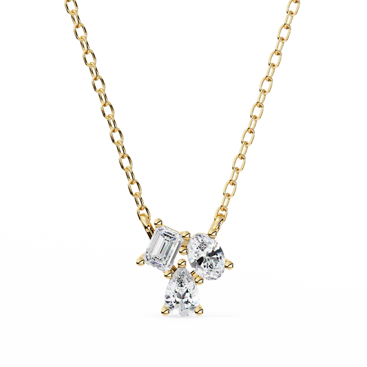 The Trinity Cluster: A Multi-Shape Diamond Statement Pendant- 0.93 Ct