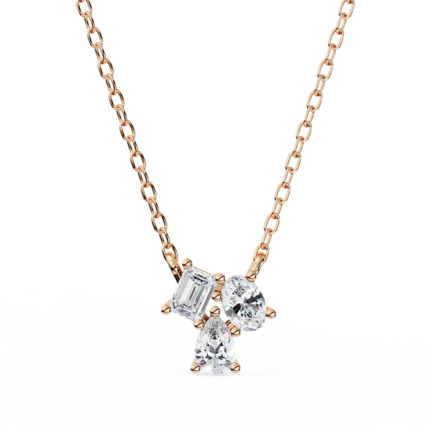 The Trinity Cluster: A Multi-Shape Diamond Statement Pendant- 0.93 Ct