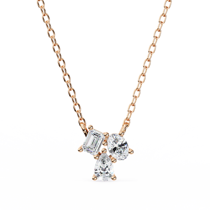 The Trinity Cluster: A Multi-Shape Diamond Statement Pendant- 0.93 Ct