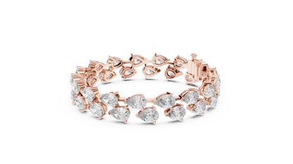 26.52CTW Double Row Pear Cut Diamond Statement Bracelet