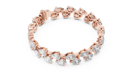 26.52CTW Double Row Pear Cut Diamond Statement Bracelet