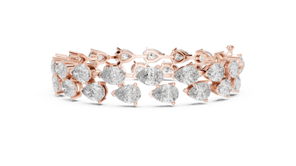 26.52CTW Double Row Pear Cut Diamond Statement Bracelet