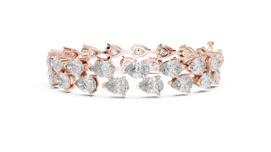 26.52CTW Double Row Pear Cut Diamond Statement Bracelet