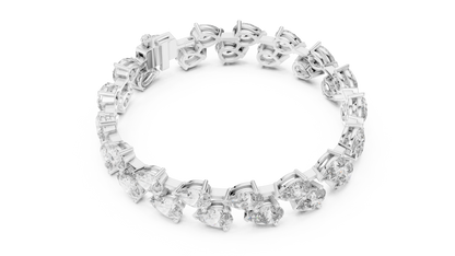 26.52CTW Double Row Pear Cut Diamond Statement Bracelet