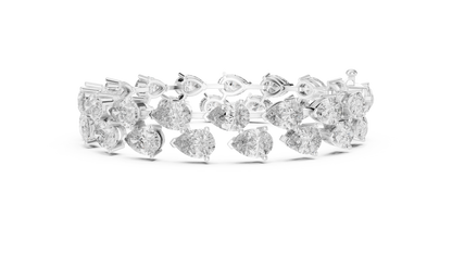 26.52CTW Double Row Pear Cut Diamond Statement Bracelet