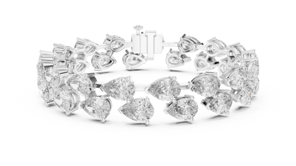 26.52CTW Double Row Pear Cut Diamond Statement Bracelet