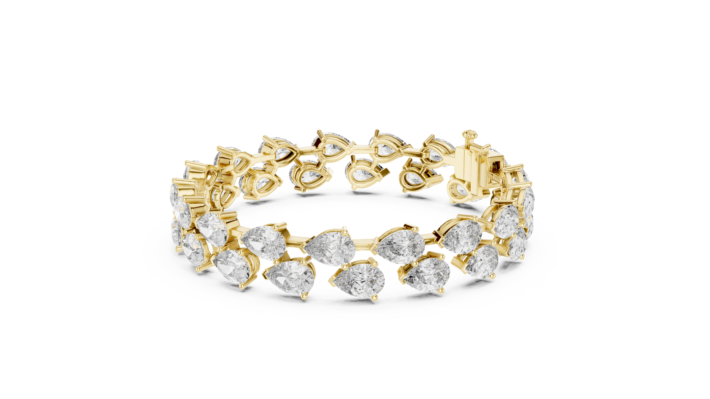 26.52CTW Double Row Pear Cut Diamond Statement Bracelet