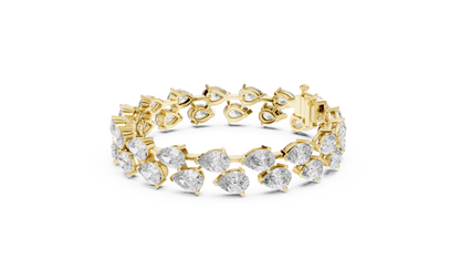 26.52CTW Double Row Pear Cut Diamond Statement Bracelet
