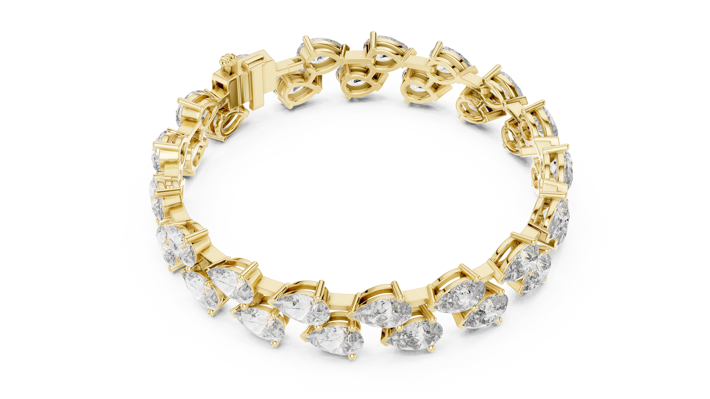 26.52CTW Double Row Pear Cut Diamond Statement Bracelet