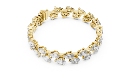 26.52CTW Double Row Pear Cut Diamond Statement Bracelet