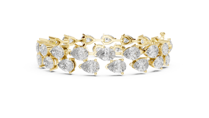 26.52CTW Double Row Pear Cut Diamond Statement Bracelet