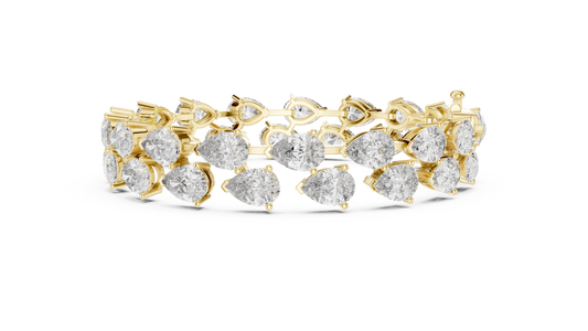 26.52CTW Double Row Pear Cut Diamond Statement Bracelet