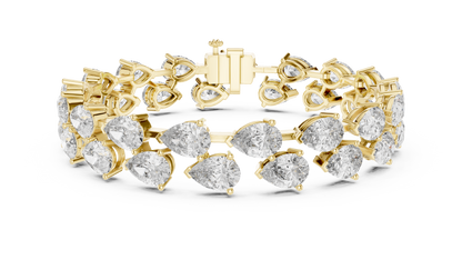 26.52CTW Double Row Pear Cut Diamond Statement Bracelet