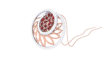 Crimson Orbit Pendent In Polished Gold - 0.85 Ct Brilliant Cut Diamonds