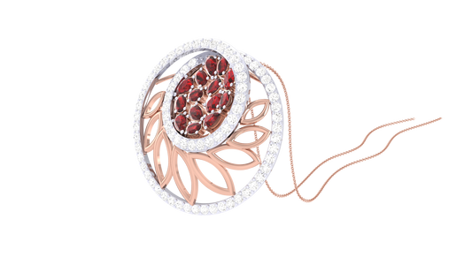 Crimson Orbit Pendent In Polished Gold - 0.85 Ct Brilliant Cut Diamonds