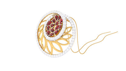 Crimson Orbit Pendent In Polished Gold - 0.85 Ct Brilliant Cut Diamonds