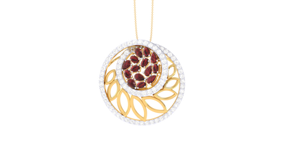 Crimson Orbit Pendent In Polished Gold - 0.85 Ct Brilliant Cut Diamonds