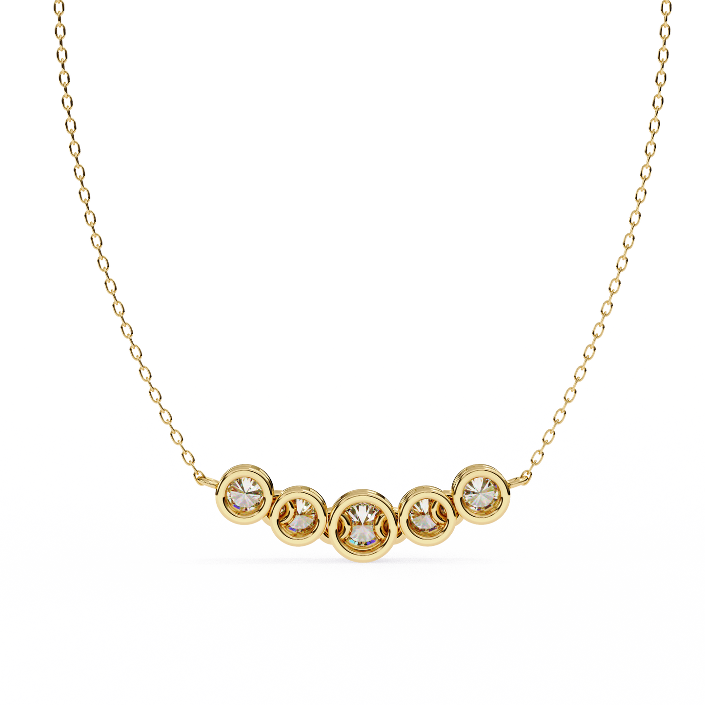 The Empress Five-Stone Graduated Bar Pendant- 0.26 Ct Round Cut Diamonds