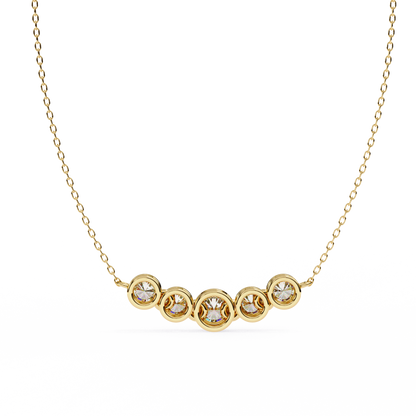 The Empress Five-Stone Graduated Bar Pendant- 0.26 Ct Round Cut Diamonds