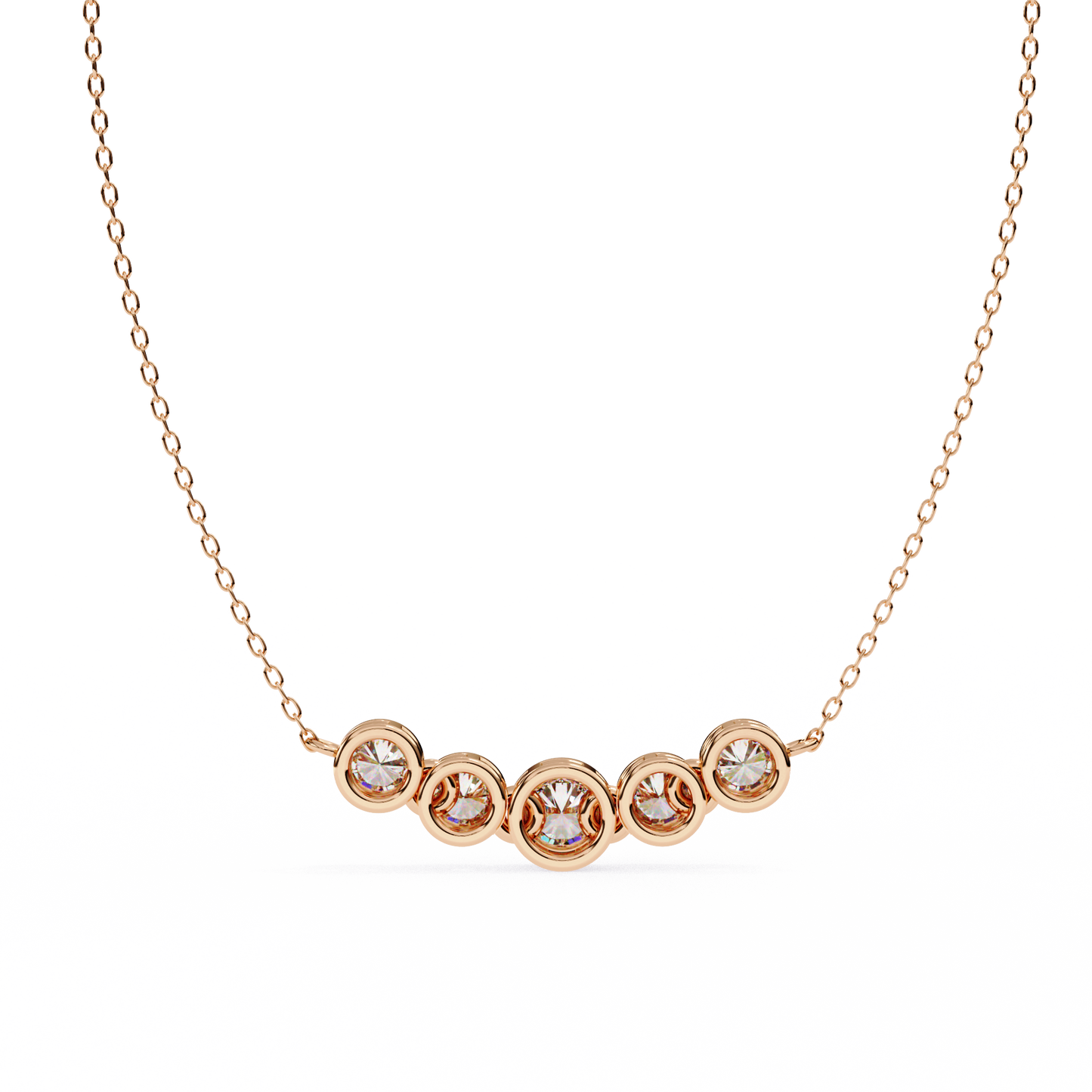 The Empress Five-Stone Graduated Bar Pendant- 0.26 Ct Round Cut Diamonds