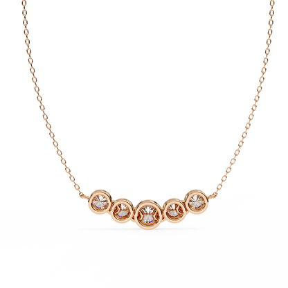 The Empress Five-Stone Graduated Bar Pendant- 0.26 Ct Round Cut Diamonds