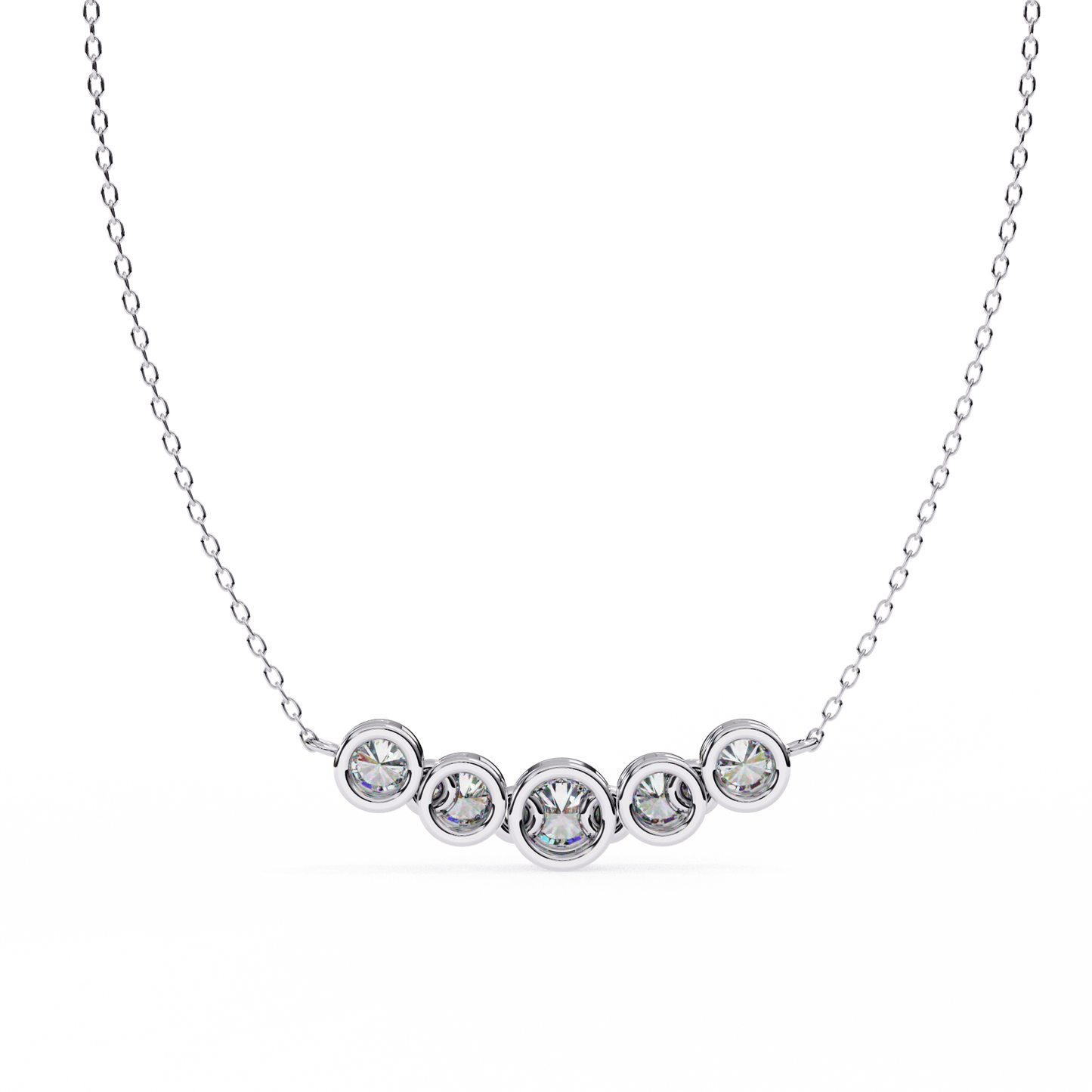 The Empress Five-Stone Graduated Bar Pendant- 0.26 Ct Round Cut Diamonds