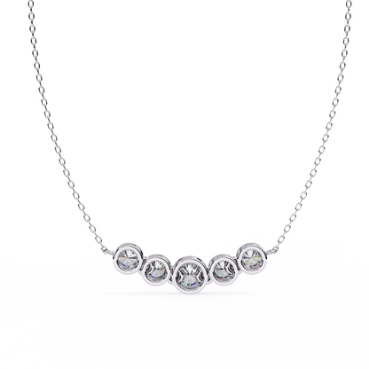 The Empress Five-Stone Graduated Bar Pendant- 0.26 Ct Round Cut Diamonds