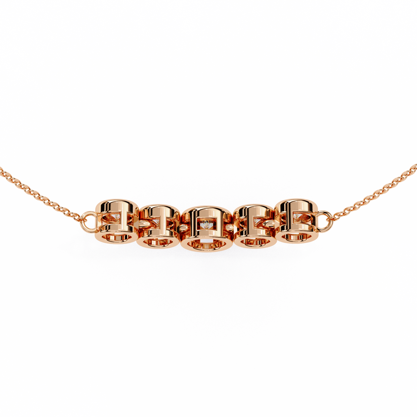 The Empress Five-Stone Graduated Bar Pendant- 0.26 Ct Round Cut Diamonds