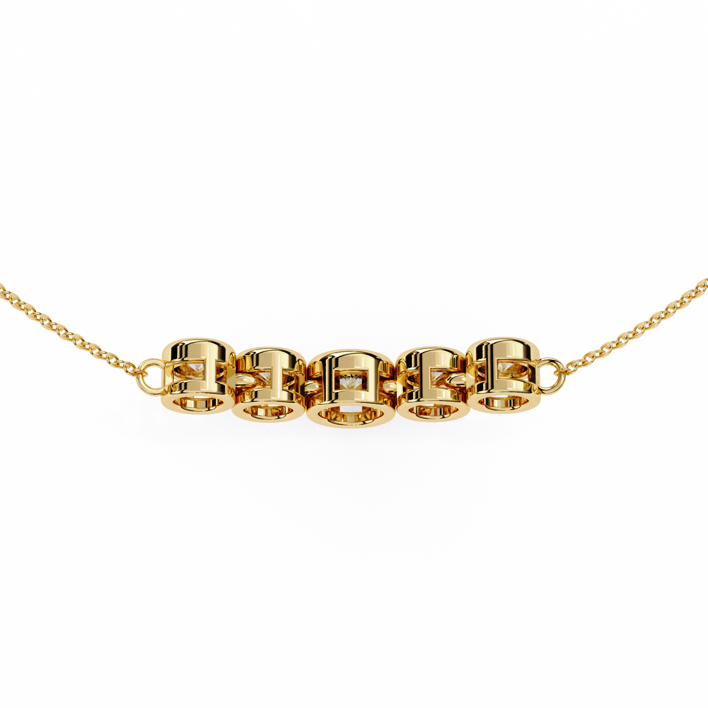The Empress Five-Stone Graduated Bar Pendant- 0.26 Ct Round Cut Diamonds