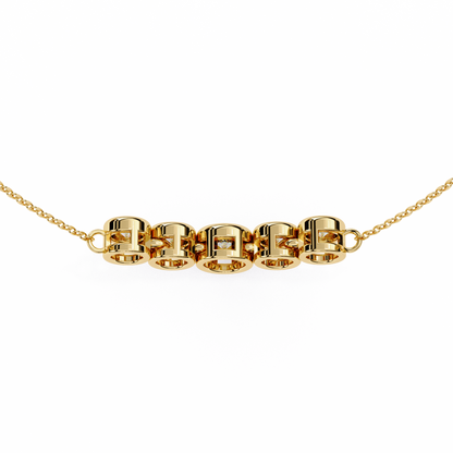 The Empress Five-Stone Graduated Bar Pendant- 0.26 Ct Round Cut Diamonds