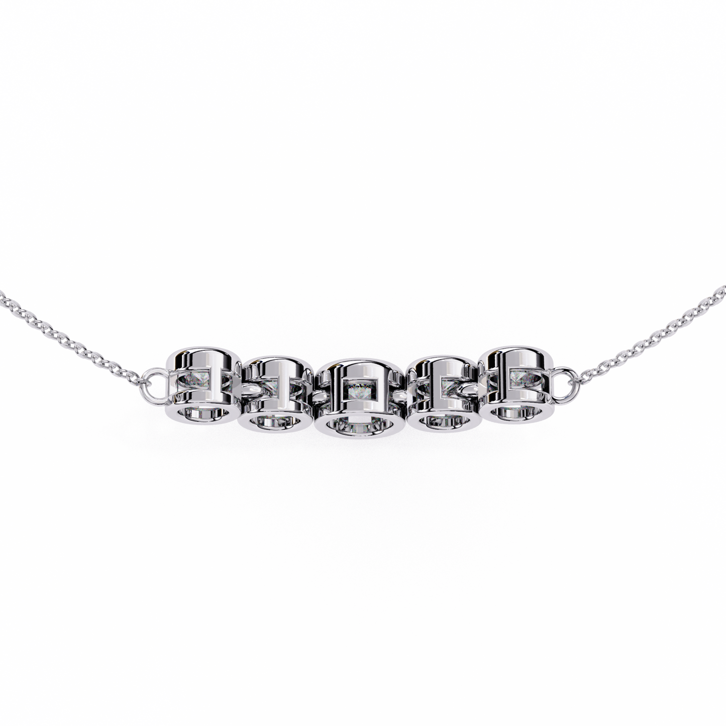 The Empress Five-Stone Graduated Bar Pendant- 0.26 Ct Round Cut Diamonds