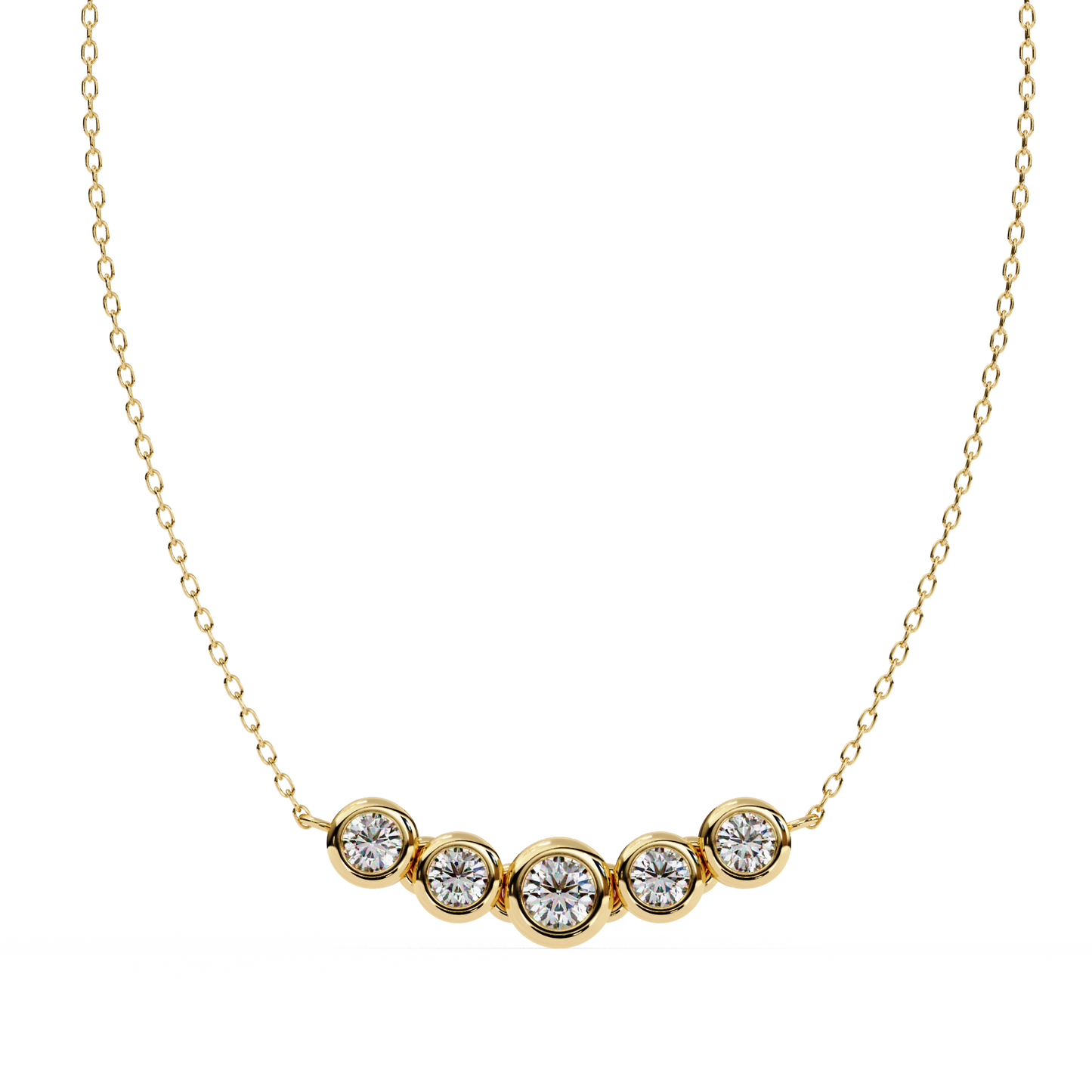 The Empress Five-Stone Graduated Bar Pendant- 0.26 Ct Round Cut Diamonds