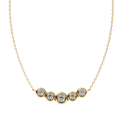 The Empress Five-Stone Graduated Bar Pendant- 0.26 Ct Round Cut Diamonds