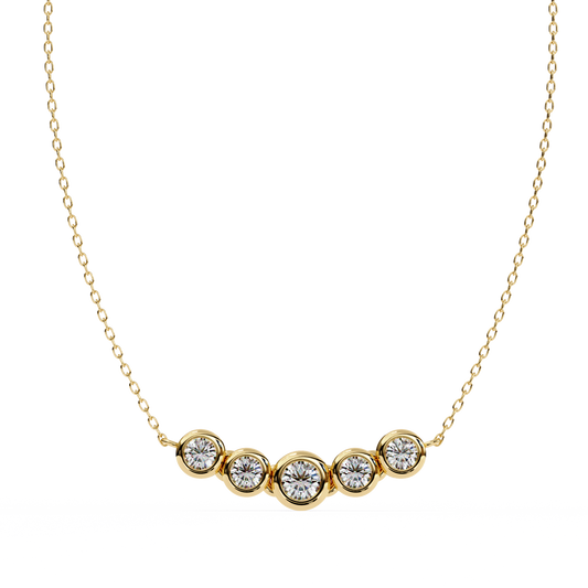 The Empress Five-Stone Graduated Bar Pendant- 0.26 Ct Round Cut Diamonds