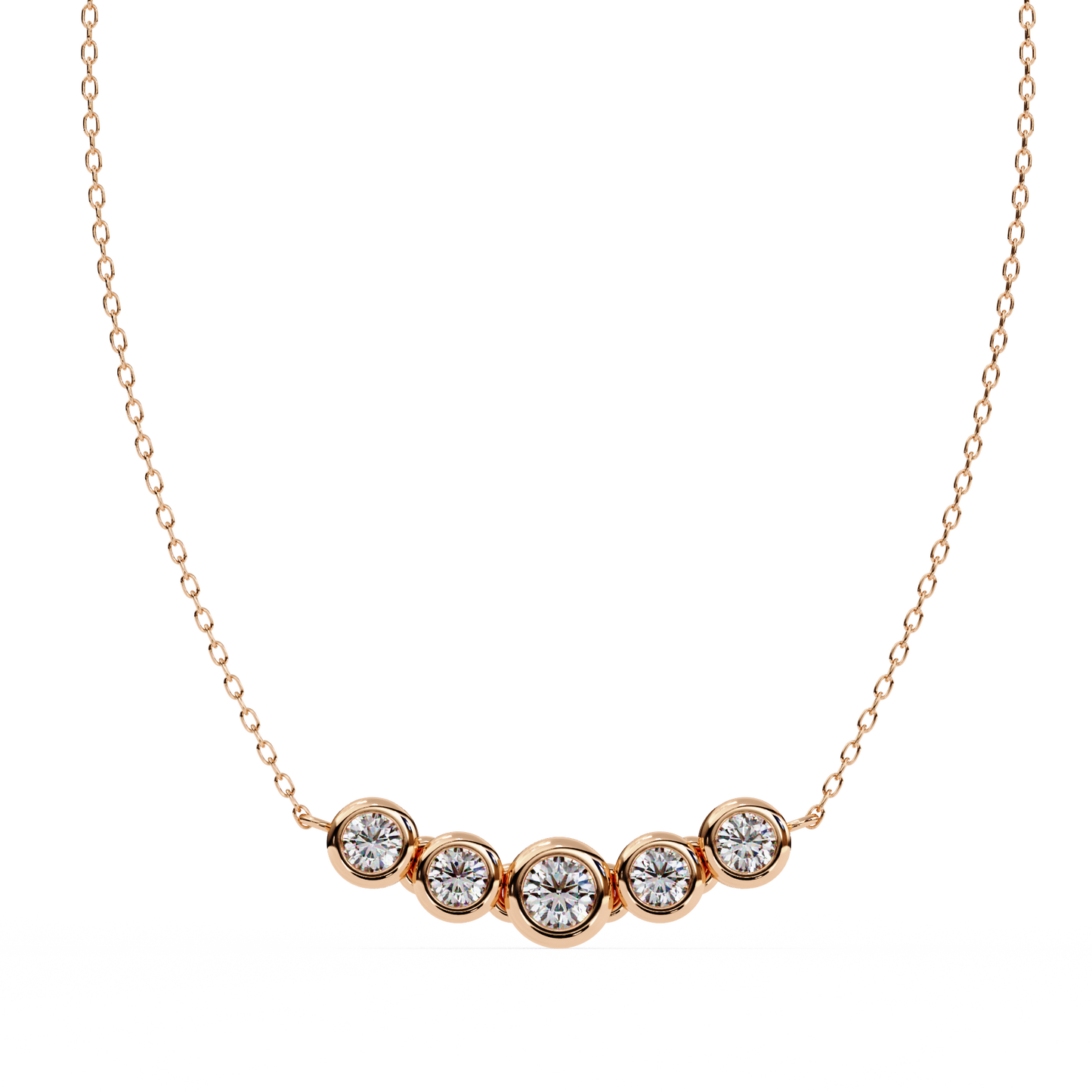 The Empress Five-Stone Graduated Bar Pendant- 0.26 Ct Round Cut Diamonds