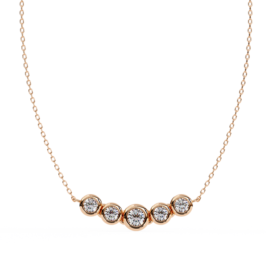 The Empress Five-Stone Graduated Bar Pendant- 0.26 Ct Round Cut Diamonds